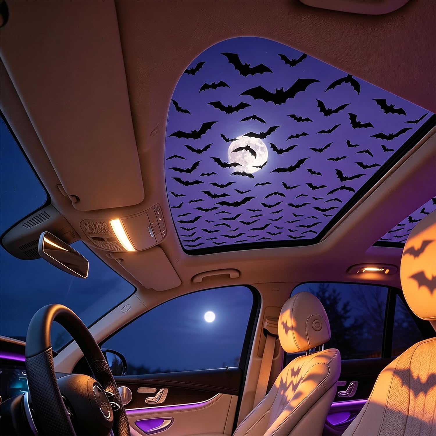 Spider Web Halloween Decoration - Stiker Sunroof Mobil Halloween, Motif Jaring