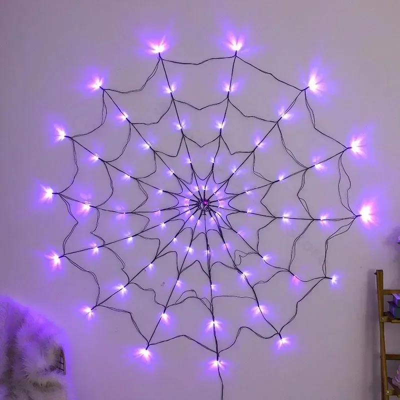 Spider Web Halloween Decoration - Lampu Jaring Laba-laba Halloween 70LED Tahan