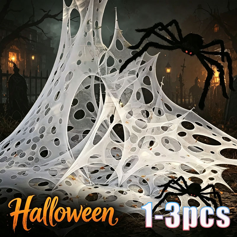 Spider Web Halloween Decoration - 1x2m 1X4m 2x4m Kain Dekorasi Jaring