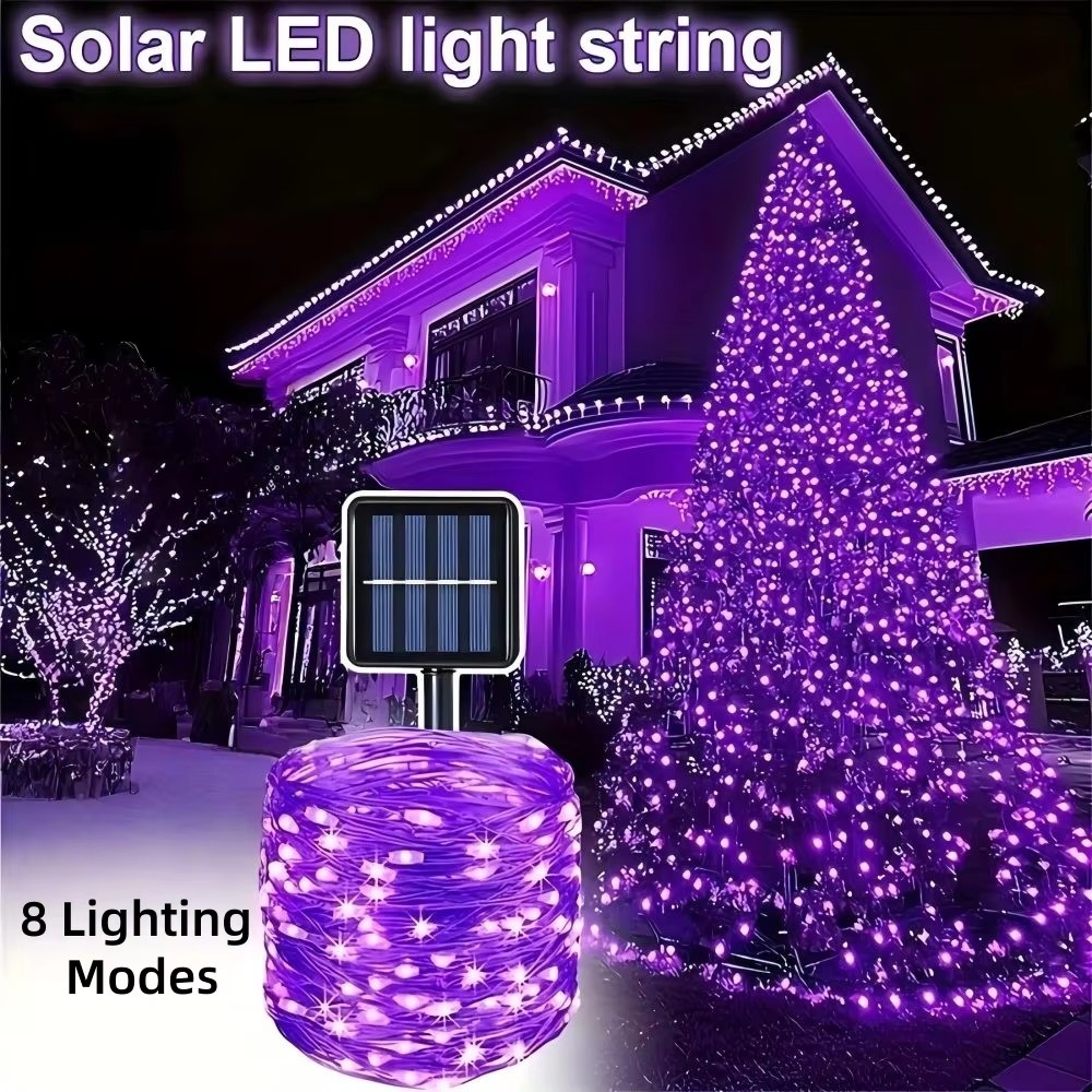 Halloween Led String Lights Orange - 1/2PC12M100LED Lampu Hias Halloween Tenaga Surya
