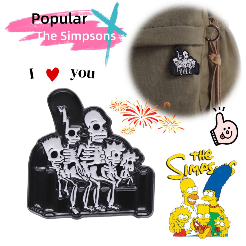 Halloween Skeleton Decoration - Bros Pin Enamel Logam Kartun Anime
