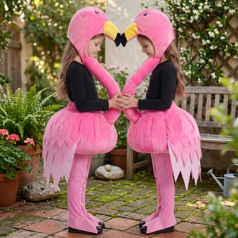 Halloween Costume Kids - Setelan Cosplay Flamingo Merah Muda Hewan