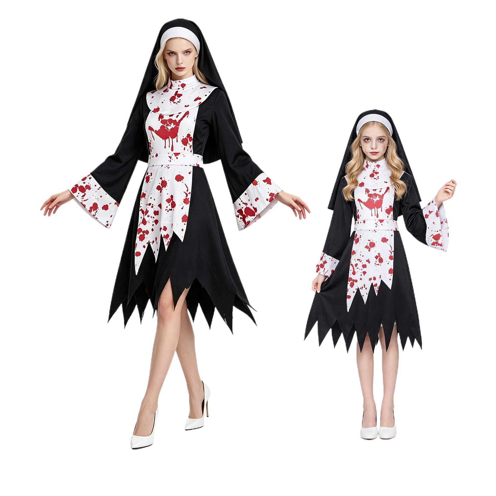 Halloween Costume Kids - Kostum Cosplay Biarawati Mengerikan untuk Wanita