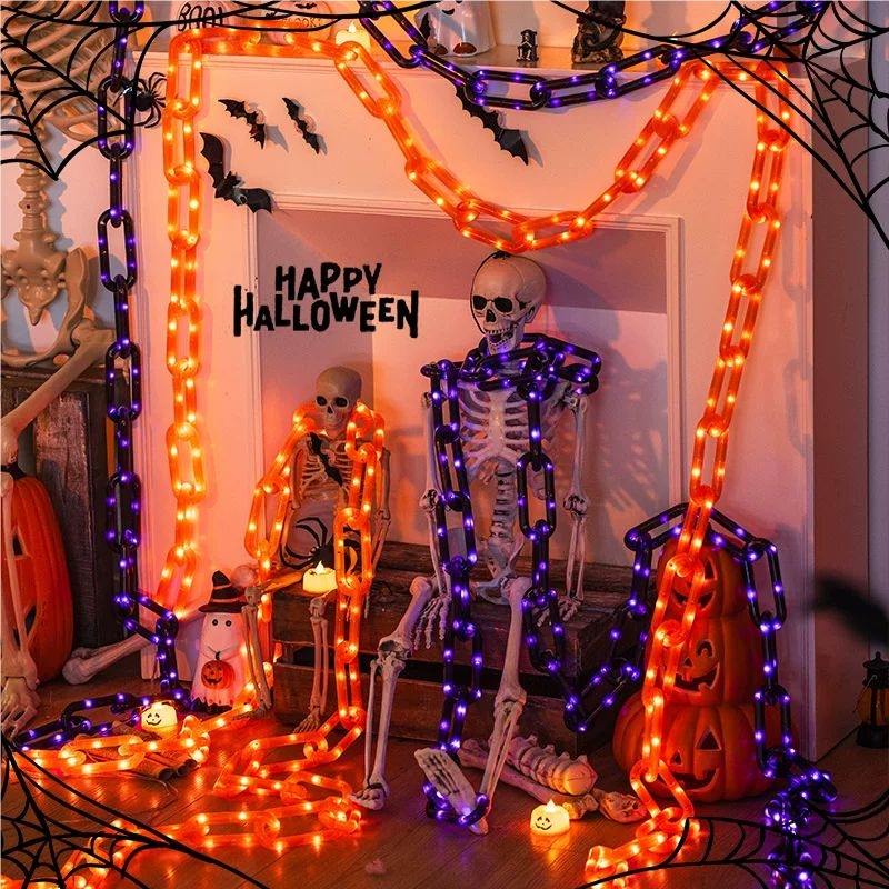 Halloween Led String Lights Orange - Lampu Rantai Tenaga Surya Luar Ruangan