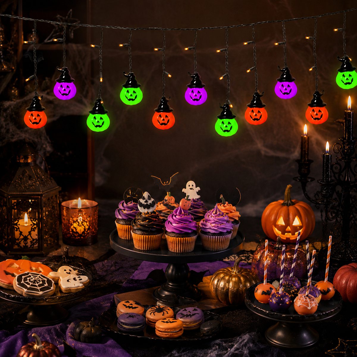 Halloween Led String Lights Orange - 1 buah Lampu Labu Topi Penyihir