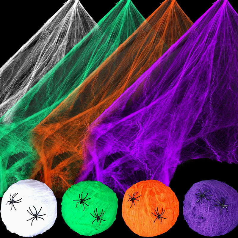 Spider Web Halloween Decoration - Dekorasi Halloween, Jaring Laba-laba Putih Buatan