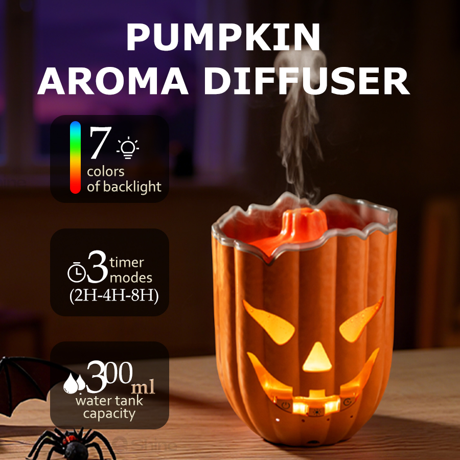 Halloween Pumpkin Decor Led - Pengharum Udara Berbentuk Labu, LED 7