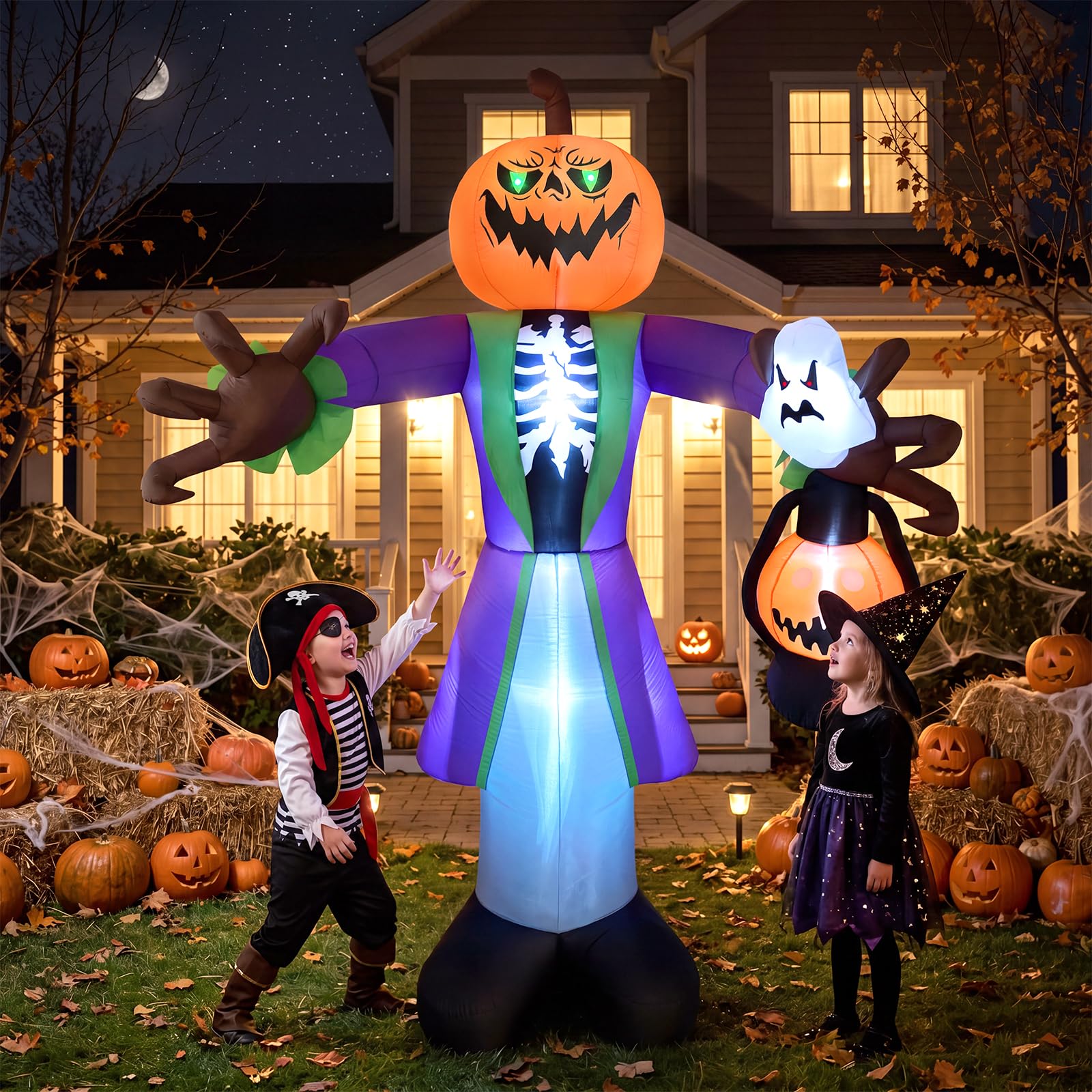 Pumpkin Lantern Halloween - Labu Zombie Tiup Halloween Berlampu 8