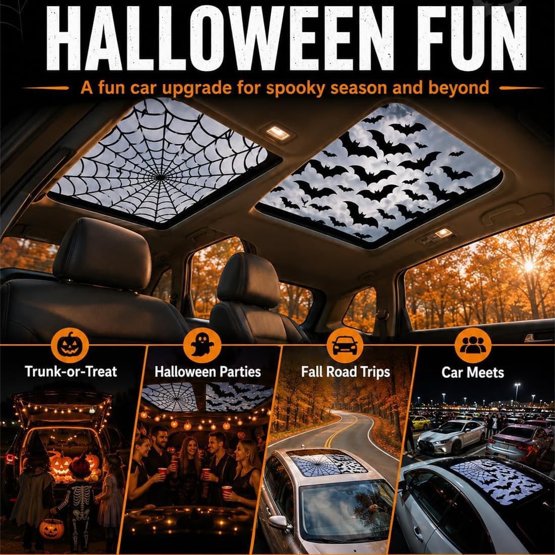 Stiker Sunroof Mobil Halloween - Spider Web Halloween Decoration ulasan dan harga