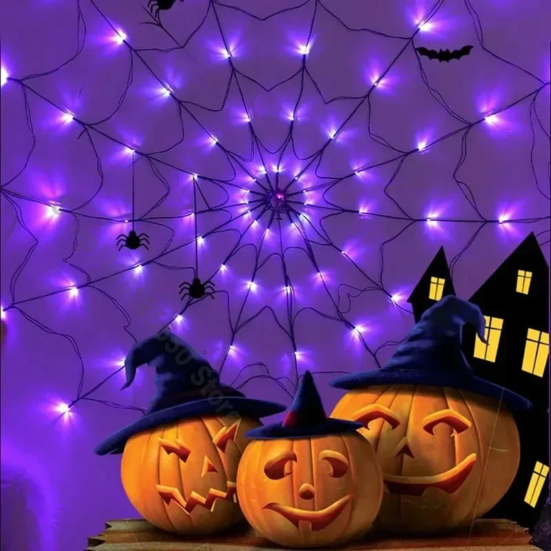 Lampu Jaring Laba-laba Hallowe - Spider Web Halloween Decoration ulasan dan harga