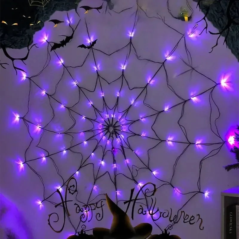 Lampu Jaring Laba-laba Hallowe - Spider Web Halloween Decoration ulasan dan harga