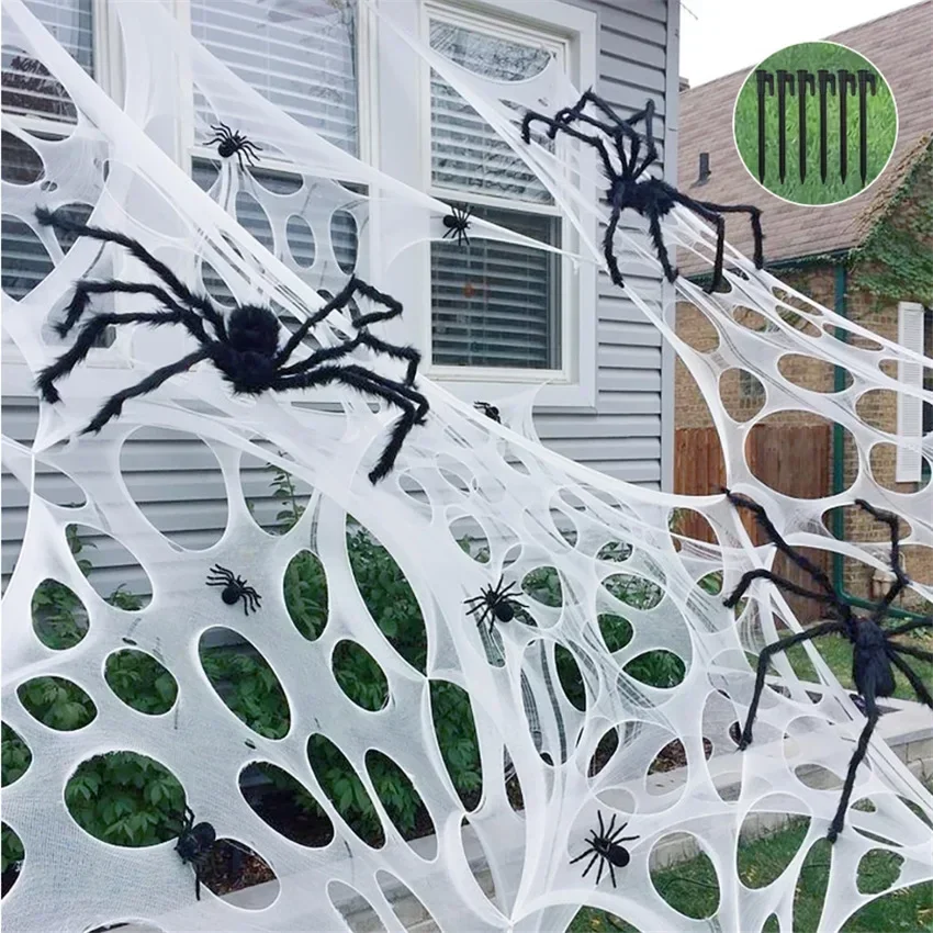 1x2m 1X4m 2x4m Kain Dekorasi J - Spider Web Halloween Decoration ulasan dan harga