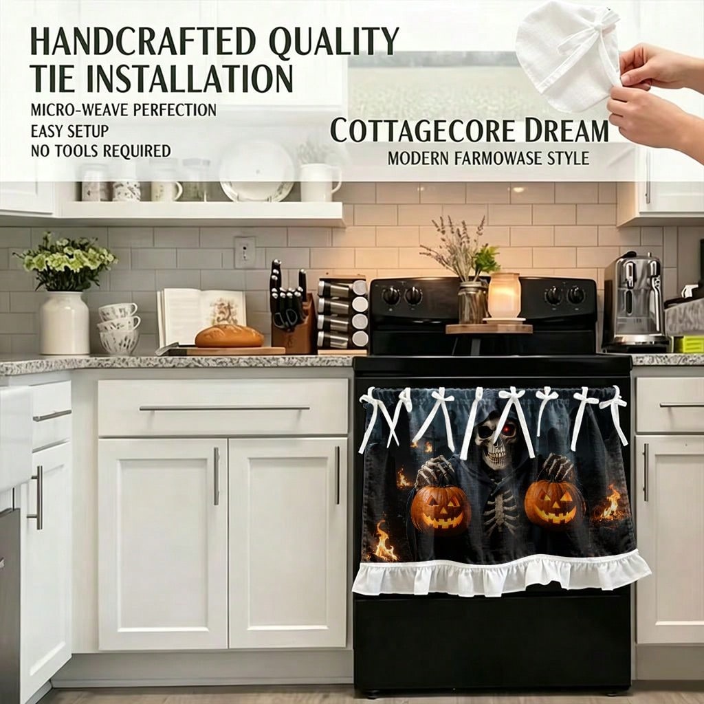 1 buah tirai kompor dapur, tir - Pumpkin Lantern Halloween ulasan dan harga