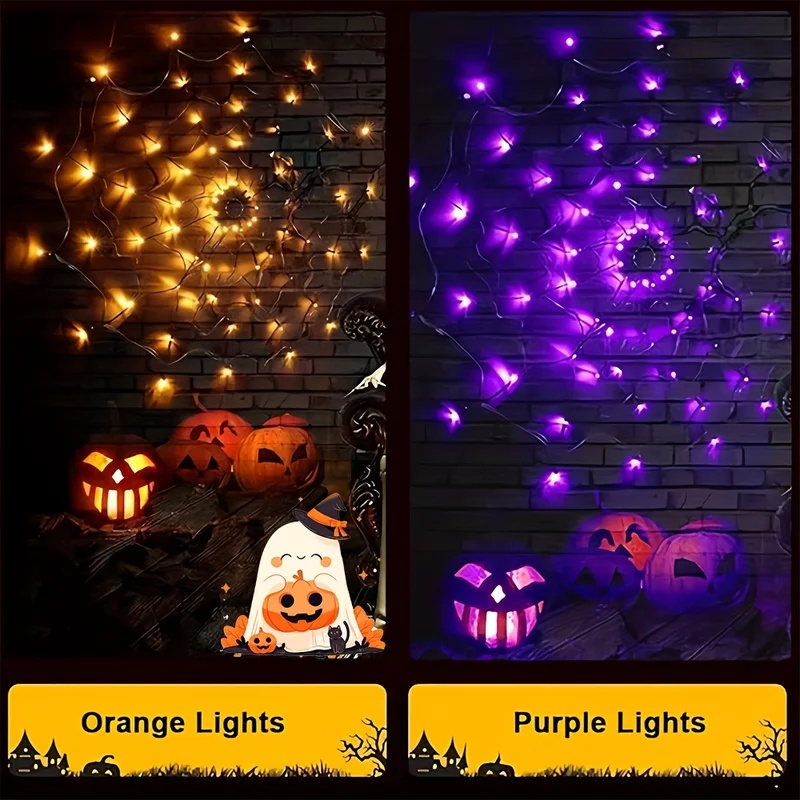 Lampu Hias LED Bentuk Jaring L - Halloween Led String Lights Orange ulasan dan harga