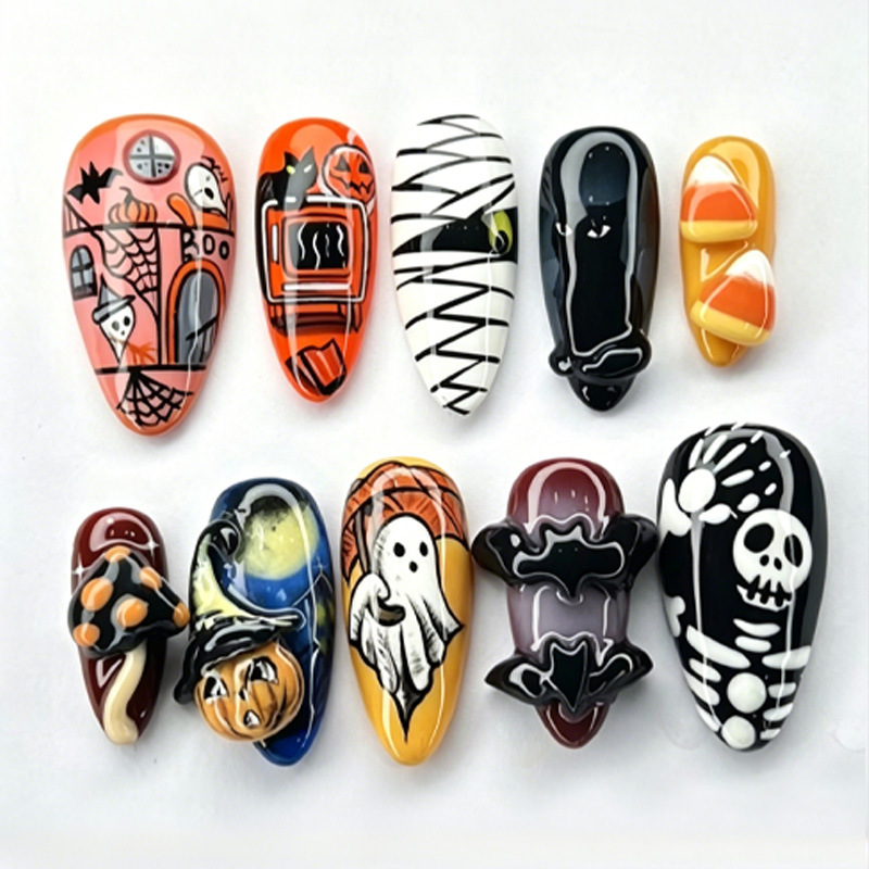 30pcs Kuku Palsu Gaya Hallowee - Halloween Skeleton Decoration ulasan dan harga