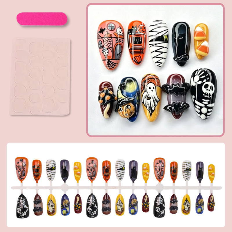 30pcs Kuku Palsu Gaya Hallowee - Halloween Skeleton Decoration ulasan dan harga