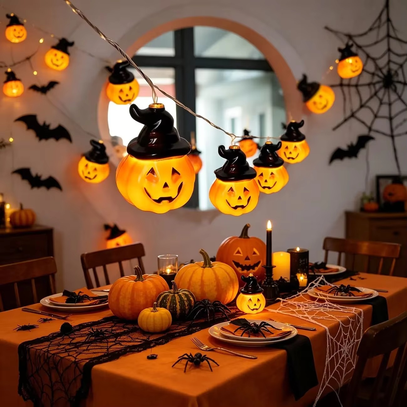 Lampu Hias Bentuk Topi Penyihi - Halloween Led String Lights Orange ulasan dan harga