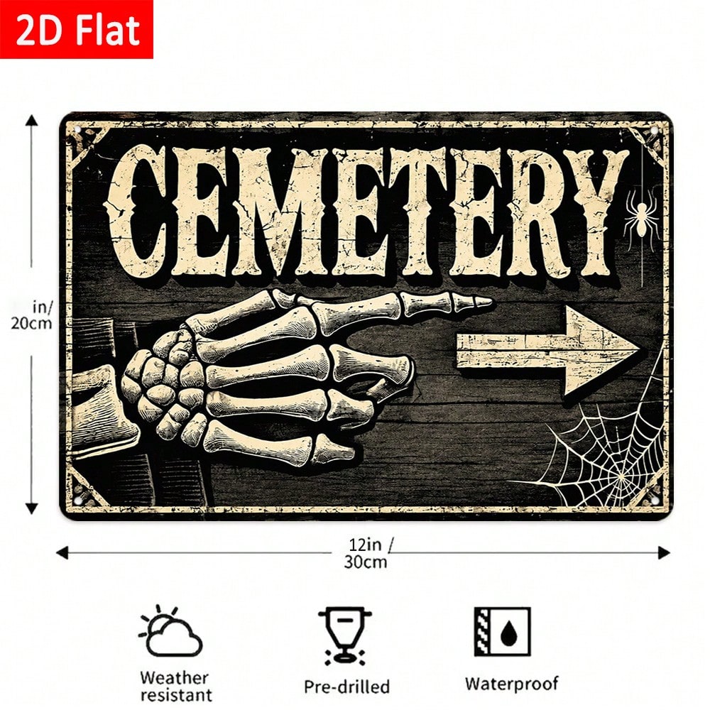 1 buah papan tanda timah datar - Halloween Skeleton Decoration ulasan dan harga