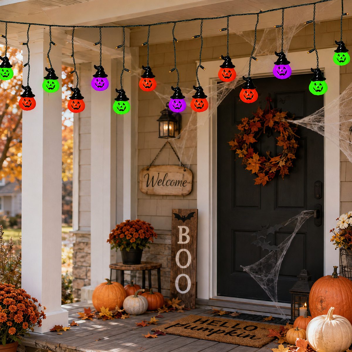 1 buah Lampu Labu Topi Penyihi - Halloween Led String Lights Orange ulasan dan harga