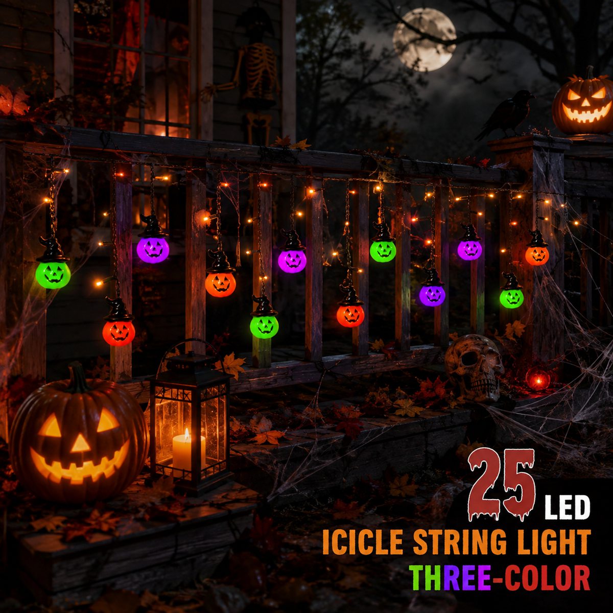 1 buah Lampu Labu Topi Penyihi - Halloween Led String Lights Orange ulasan dan harga
