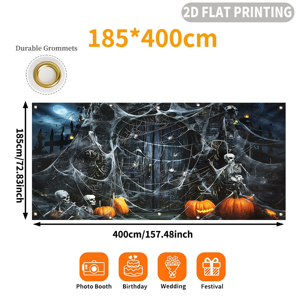 1 buah Spanduk Garasi Pesta Ha - Spider Web Halloween Decoration ulasan dan harga