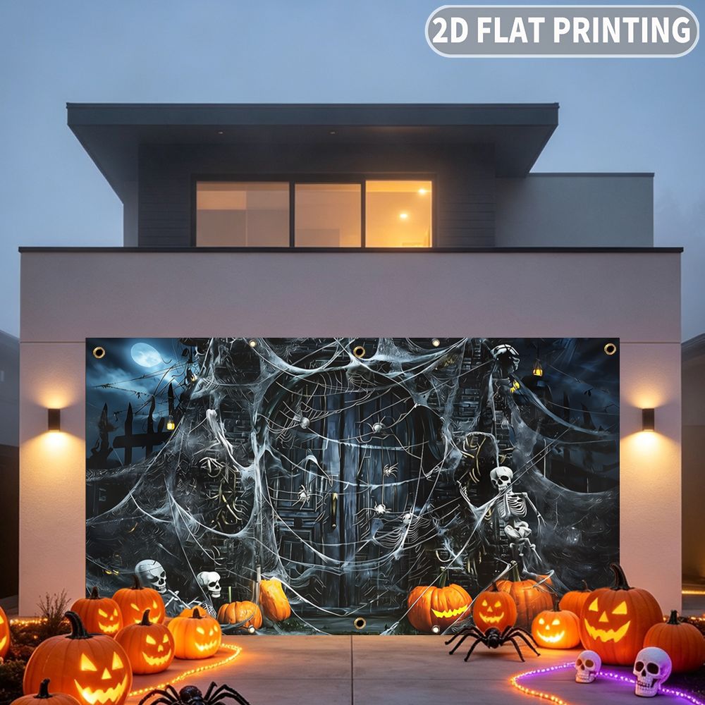 1 buah Spanduk Garasi Pesta Ha - Spider Web Halloween Decoration ulasan dan harga
