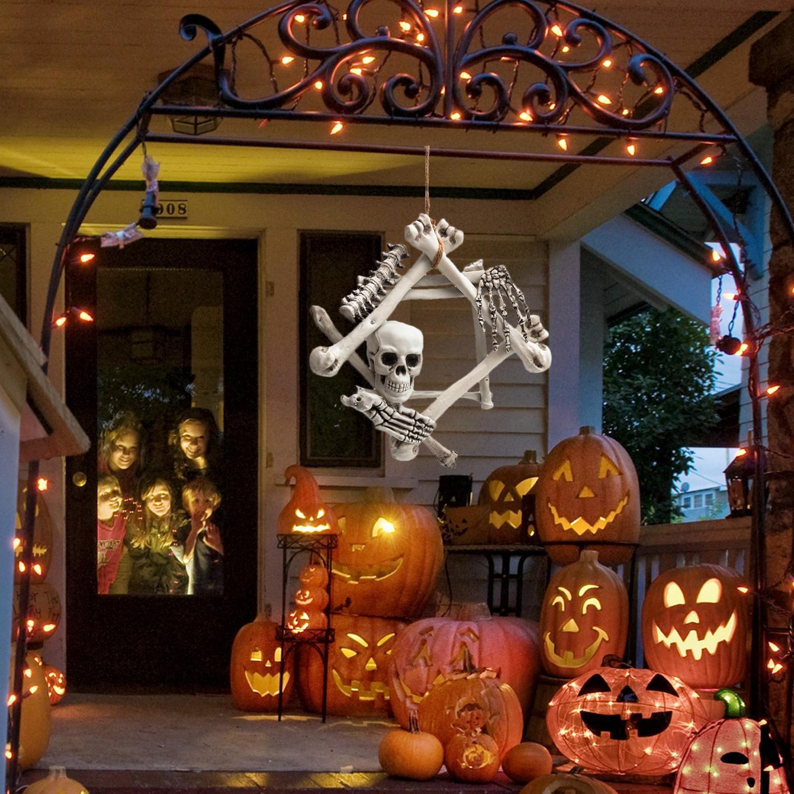 Karangan Bunga Tengkorak Hallo - Halloween Skeleton Decoration ulasan dan harga