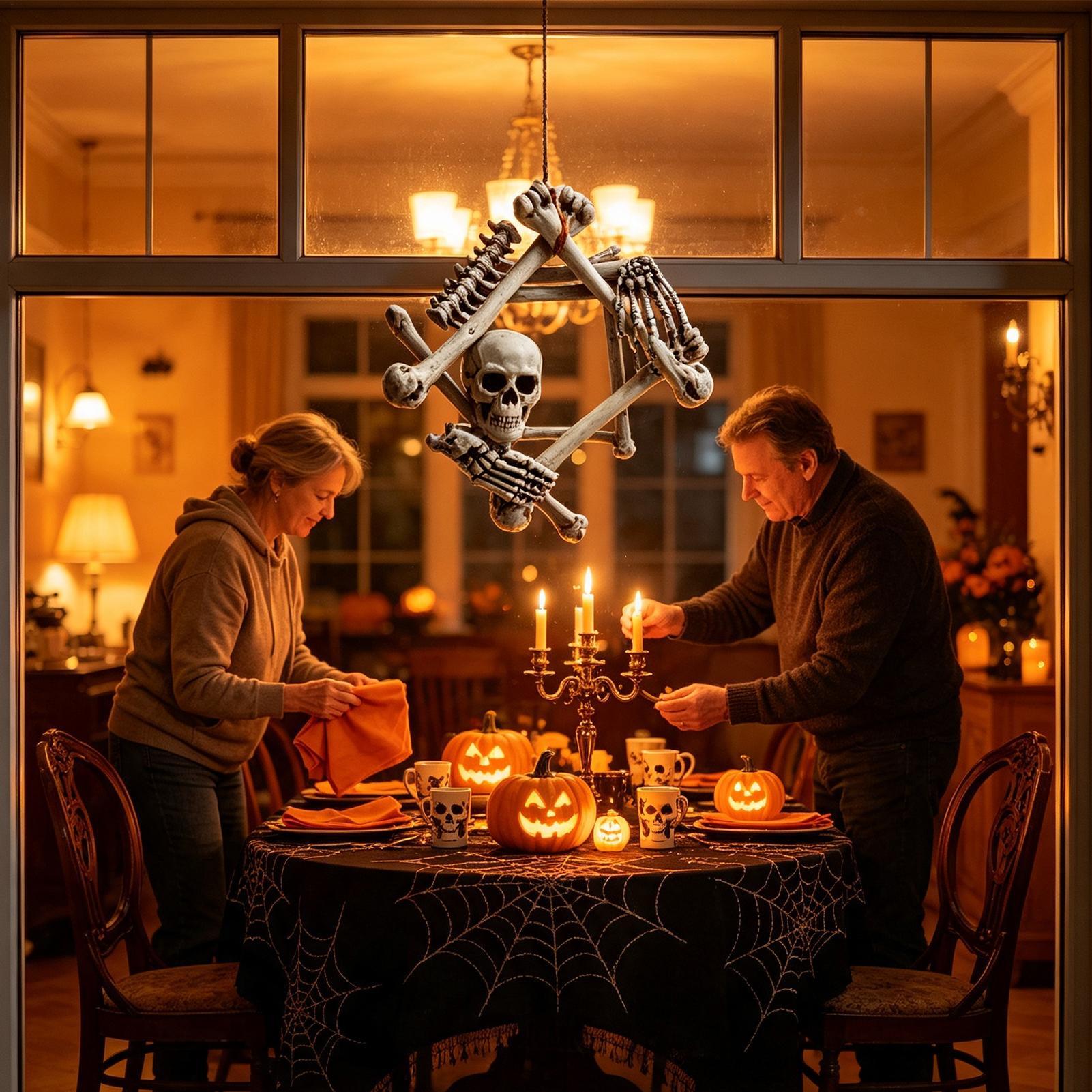 Karangan Bunga Tengkorak Hallo - Halloween Skeleton Decoration ulasan dan harga