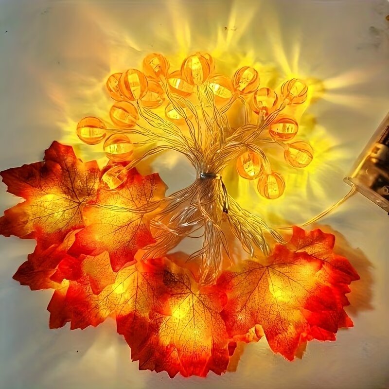 59/118in Lampu Tali Daun Maple - Halloween Led String Lights Orange ulasan dan harga