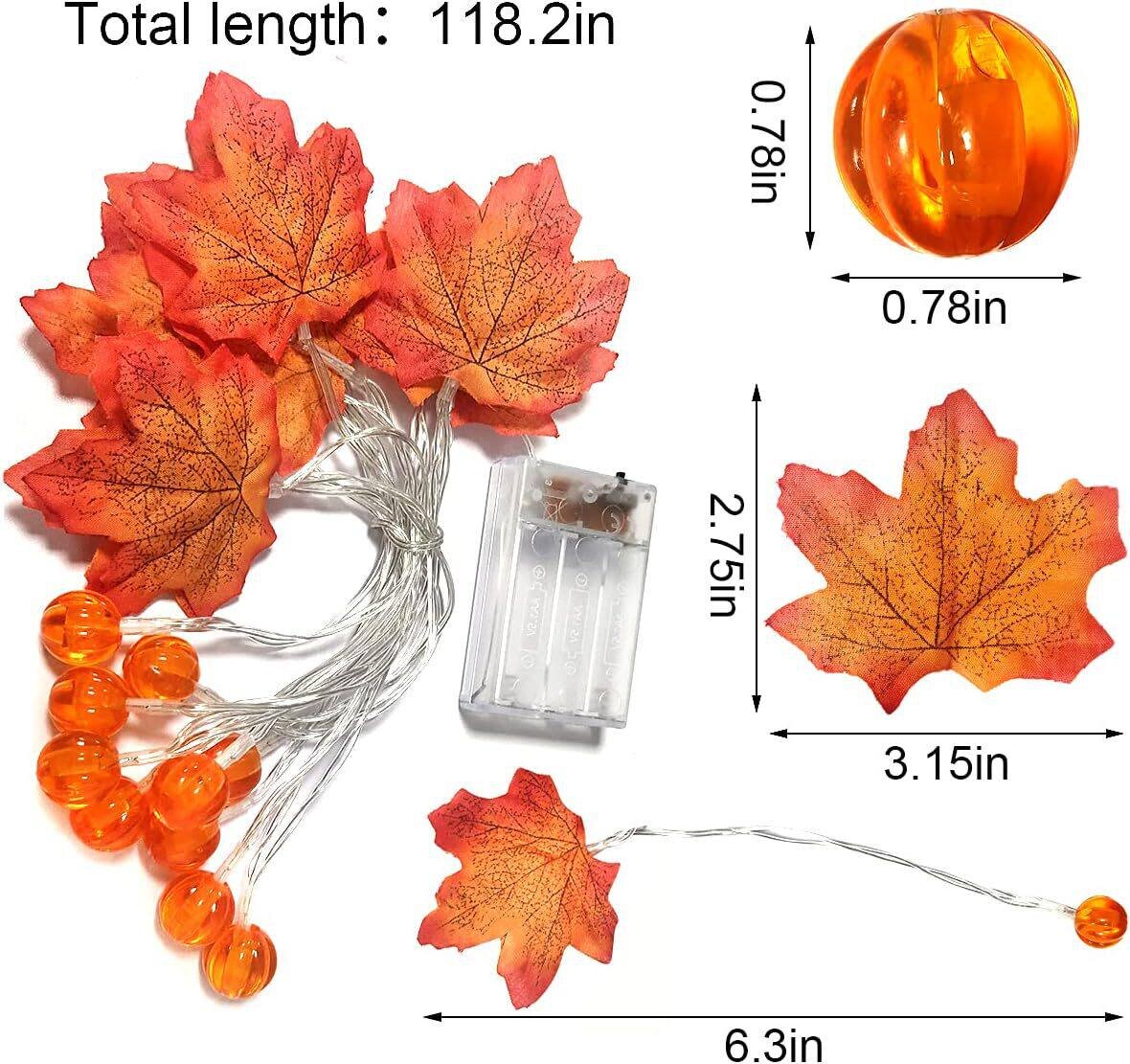 59/118in Lampu Tali Daun Maple - Halloween Led String Lights Orange ulasan dan harga